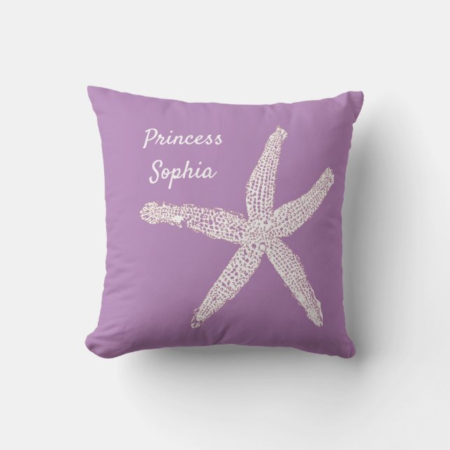 Almofada Starfish Coastal Beach Lavanda Modelo Cute (Frente)