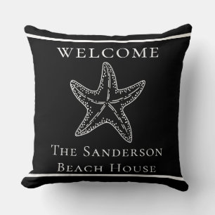 Almofada Starfish Negro Básico Branco Personalizado Modern
