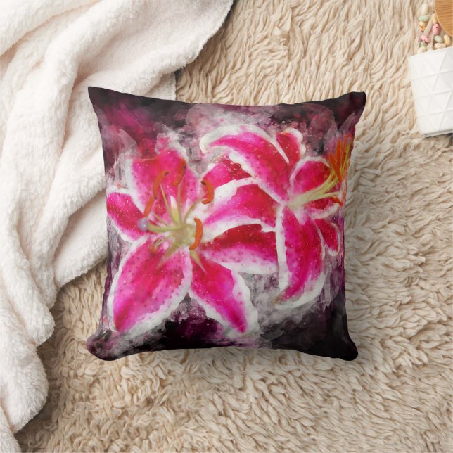 Almofada Stargazer Lily Flor Watercolor - bb 03 (Cobertor)