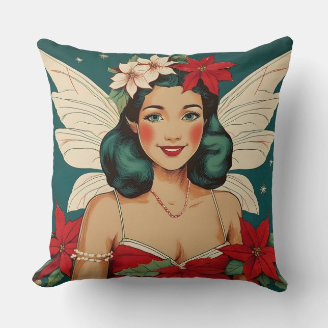 Almofada Starlet de Pin-Up de Natal Tropical de Retro (Frente)