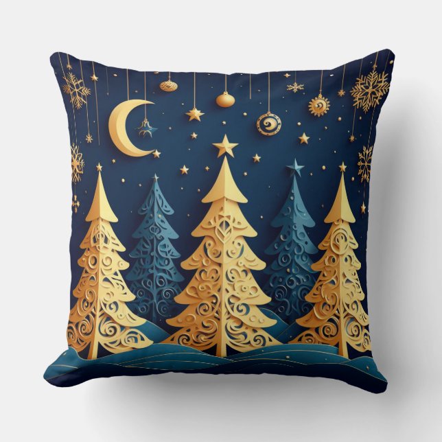 Almofada Starlit Tree Dream – Golden Whimsy (Frente)