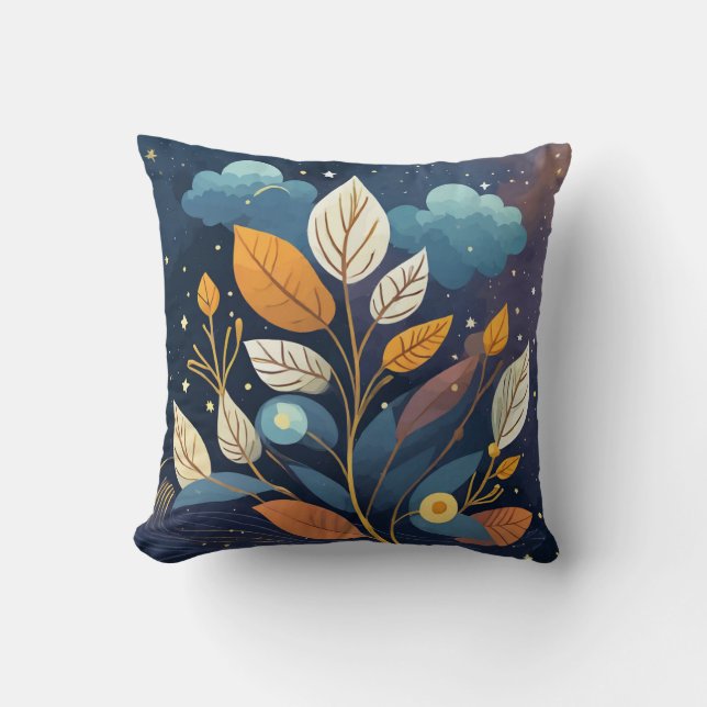 Almofada Starnight Blue Orange Autumn Leaves (Frente)