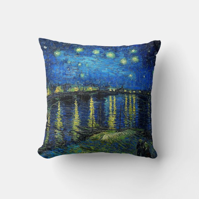 Almofada Starry Night Over the Rhone por Vincent Van Gogh (Frente)