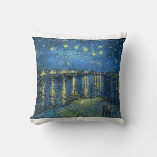 Almofada Starry Night Over the Rhone, por Vincent van Gogh (Frente)