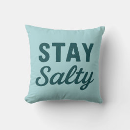 Almofada Stay Salty Reversible Teal Sea Glass Coastal Print