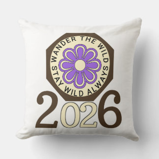 Almofada Stay Wild Always 2026 Retro Flower Design Throw Pi