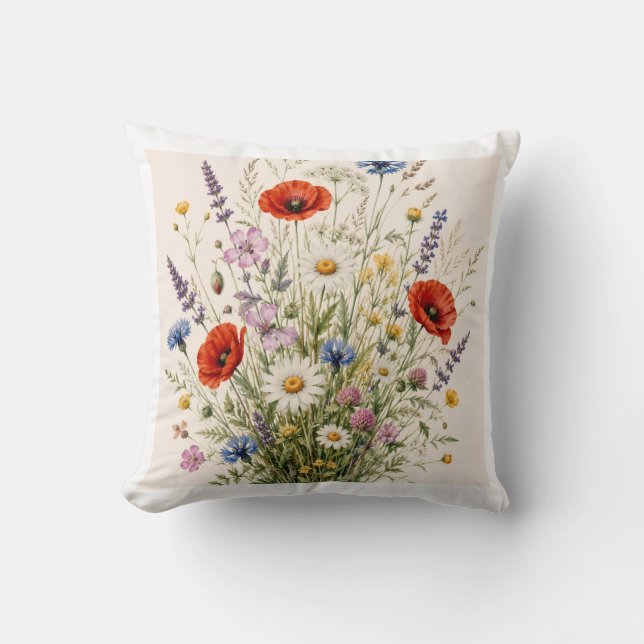 Almofada Stay Wild | Vintage Wild Herbs Botanical Design (Frente)