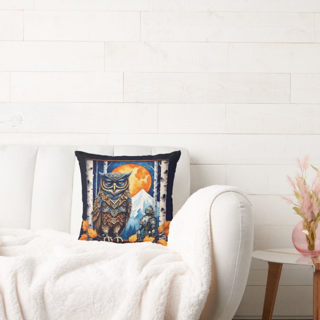 Almofada Steam Punk Owl e Full Moon Mount Baker , WA (Sofá)