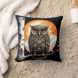 Almofada Steam Punk Owl e Full Moon Mount Baker , WA