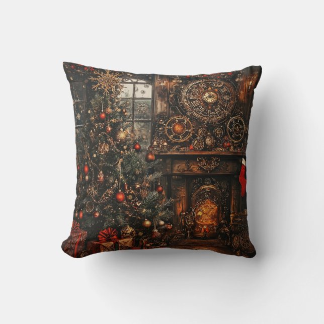 Almofada Steampunk Christmas Throw Pillow (Frente)