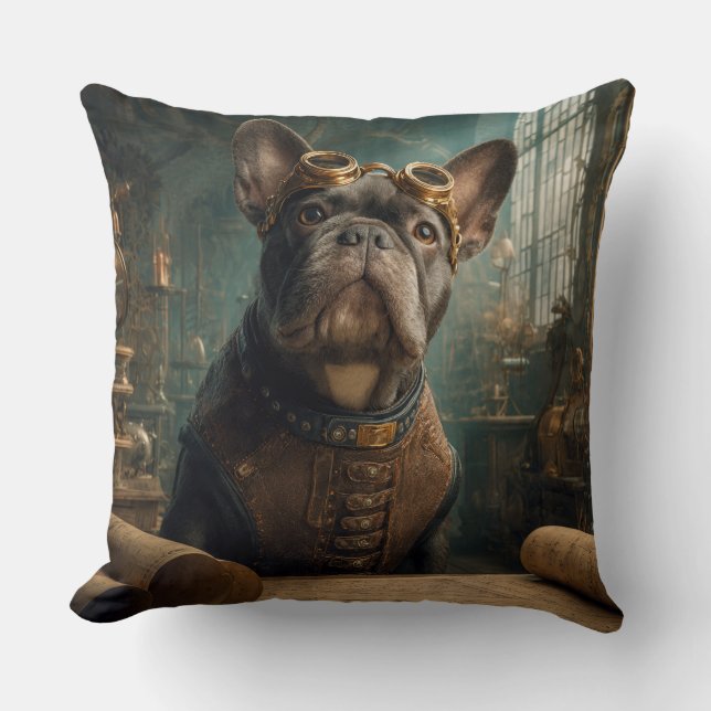 Almofada Steampunk Frenchie (Edição 2) - 20" x 20" (Frente)