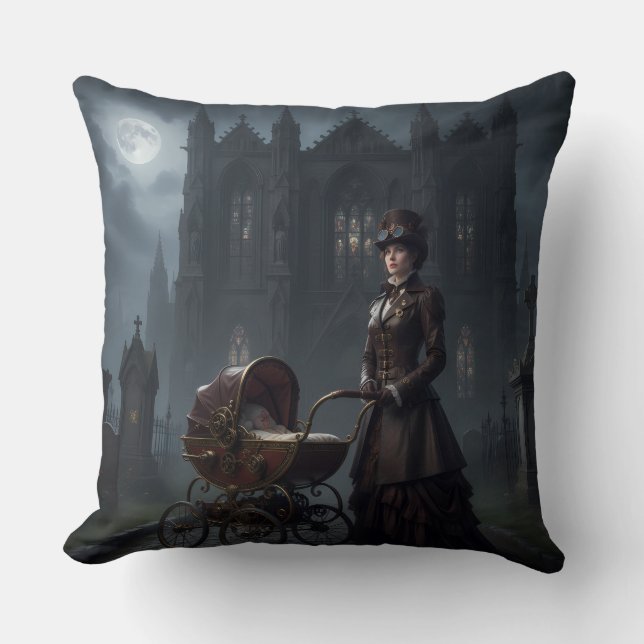Almofada Steampunk Gothic Mutter mit viktorianischem Kinder (Frente)