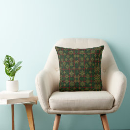 Almofada Steampunk Snowflake Red and Green Tartan