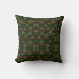 Almofada Steampunk Snowflake Red and Green Tartan