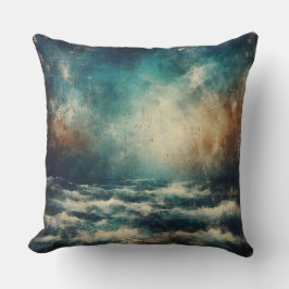 Almofada Stormy Blue Ocean Old Photograph