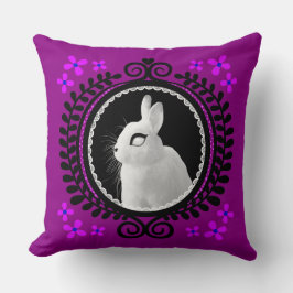 Almofada Strange White Bunny: Magenta, Black & Blue