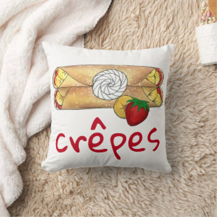Almofada Strawberry Banana Crêpe Pancake Comida Francesa Cr