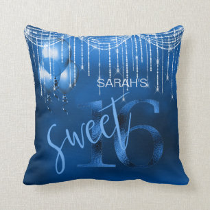 Almofada String Lights & Balloons Sweet 16 Dk Blue ID473