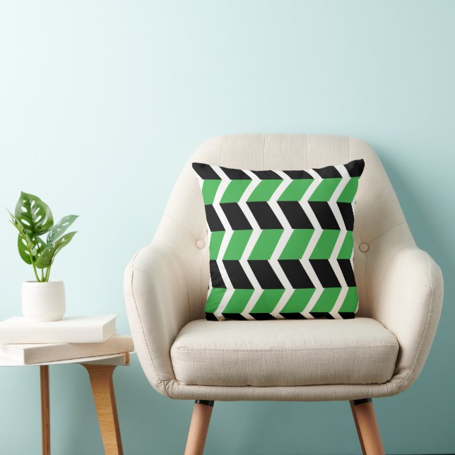 Almofada Stripe de Chevron Verde Preto (Cadeira)