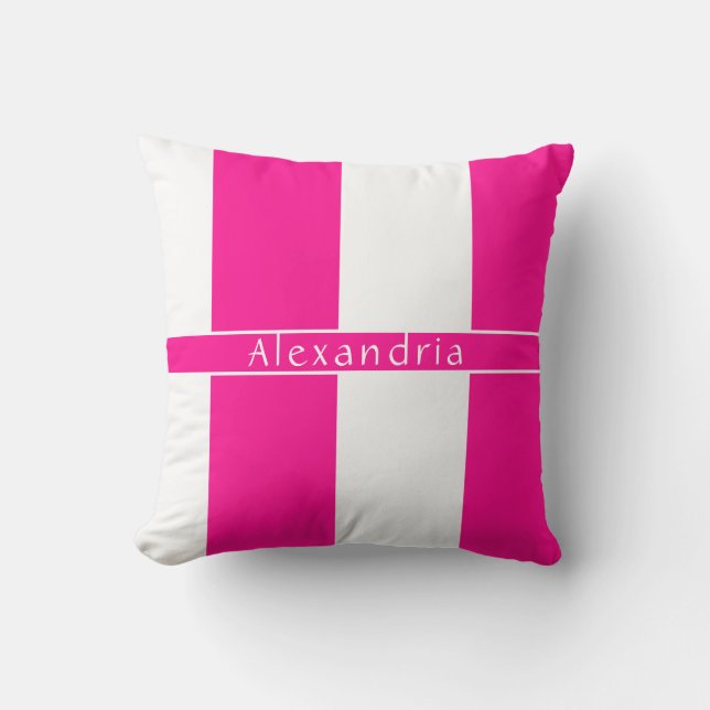 Almofada Stripes Chic Personalizadas a Rosa Quente (Frente)