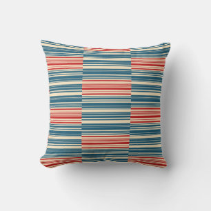 Almofada Stripes de bege azul vermelho