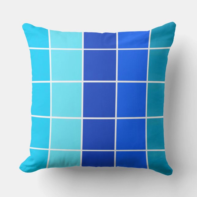 Almofada Stripes de Gradiente em Praças Azuis (Frente)