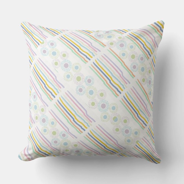 Almofada Stripes em Polkadots Pastéis Bebê (Frente)