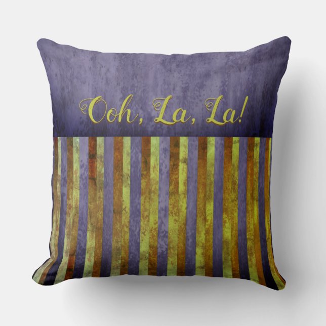 Almofada Stripes inspiradas em francês, roxo, verde e ferru (Frente)