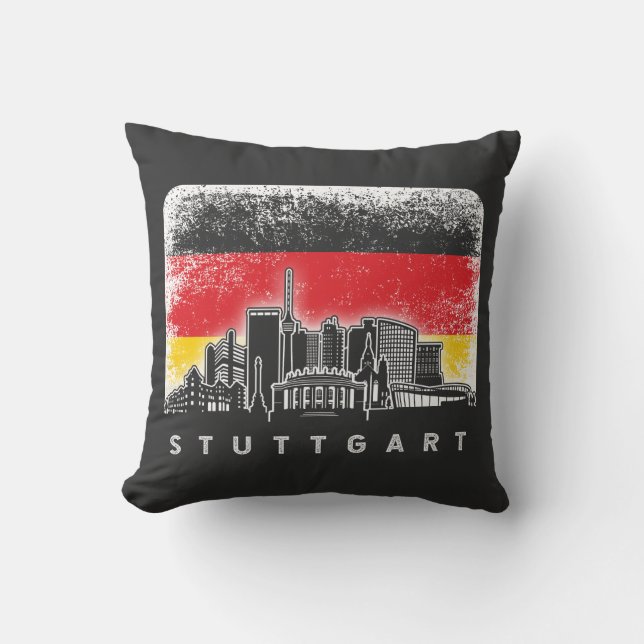 Almofada Stuttgart Alemanha Skyline Vintage Bandeira Alemã (Frente)