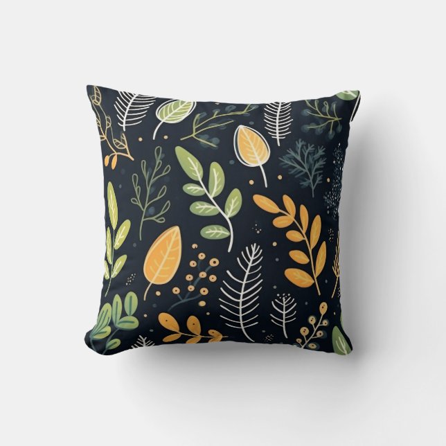 Almofada Stylish Green and Yellow Foliage Pattern  (Frente)