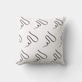 Almofada Stylish Minimalista Linha Onda Preta e Br