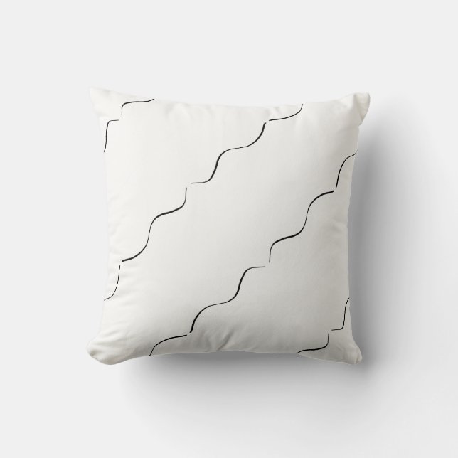 Almofada Stylish Minimalista Linha Onda Preta e Br (Frente)