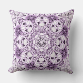 Almofada Stylish Purple Flowers Throw Pillow