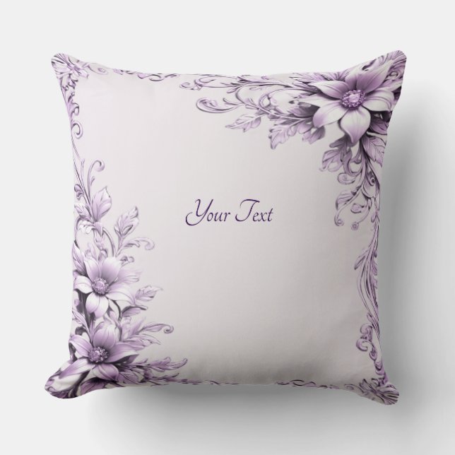Almofada Stylish Purple Flowers Throw Pillow (Frente)