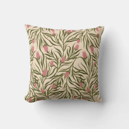 Almofada Stylized pink bell-shaped floral pattern