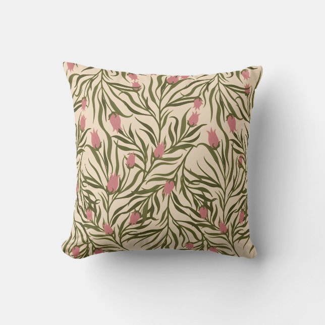 Almofada Stylized pink bell-shaped floral pattern (Frente)