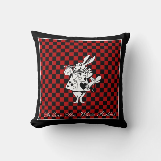 Almofada Sua Alice de texto/cor no Rabbit Branco da Maravil (Frente)