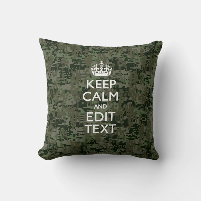 Almofada Sua Camuflagem Digital de Texto Woodland Fique Cal (Frente)