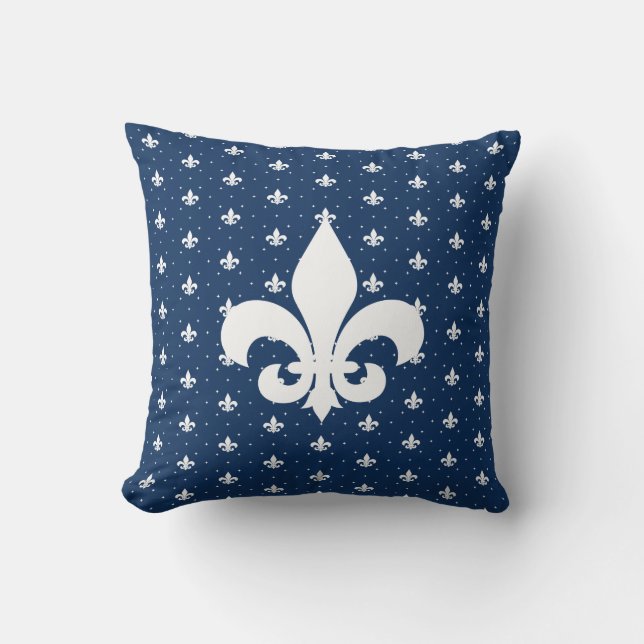 Almofada Sua cor personalizada, padrão Fleur-de-lis (Frente)