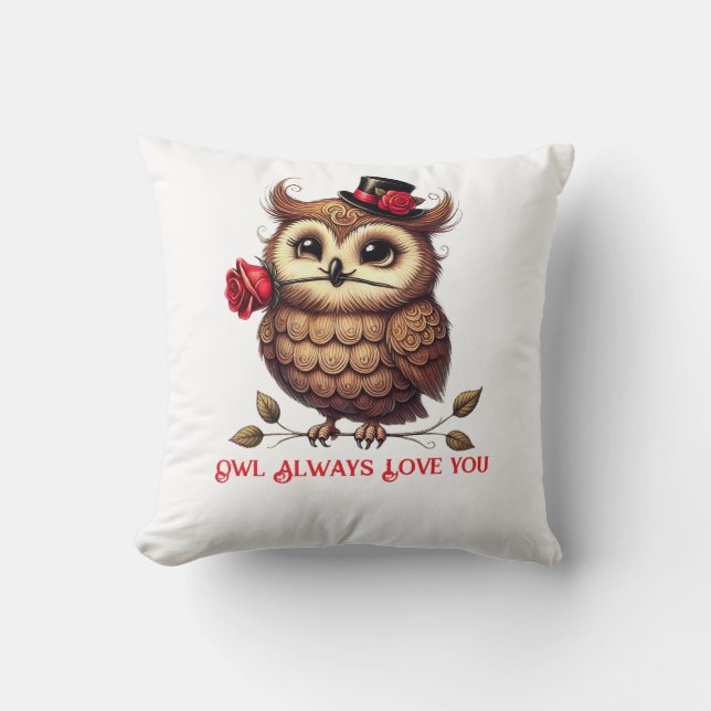 Almofada Suave Owl Dia de os namorados (Frente)