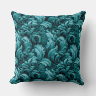 Almofada Suave Turquesa Azul Floral Elegante Conforto
