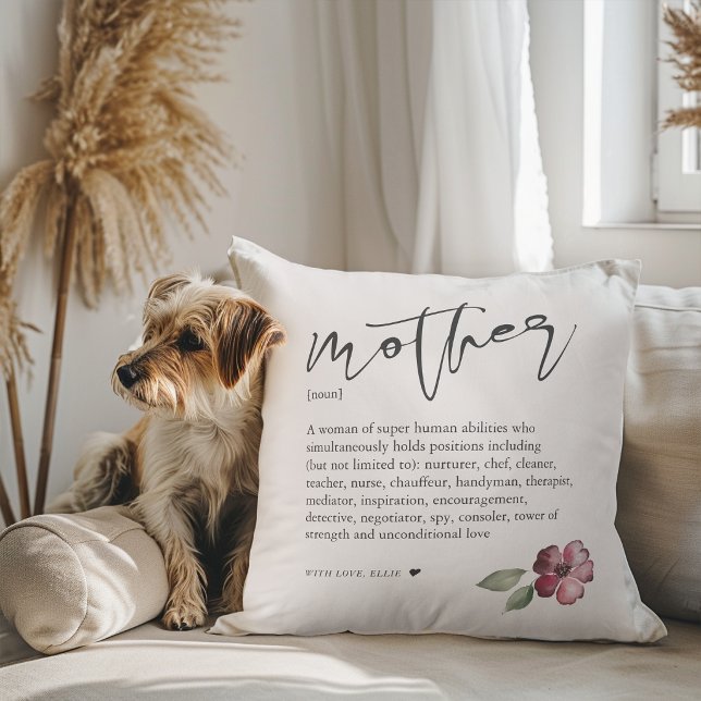 Almofada Substantivo Floral Dia das Mães Mãe (Floral Noun Mother Mother's Day Throw Pillow)