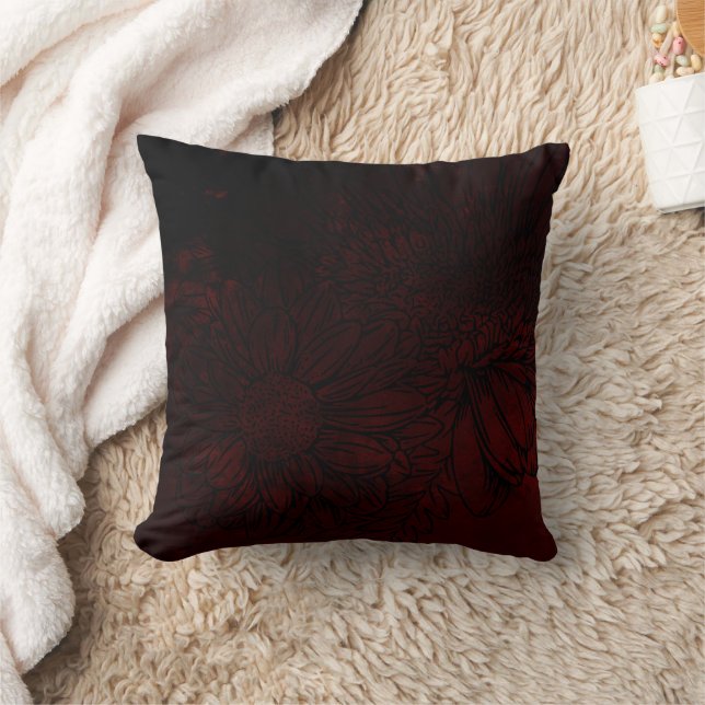 Almofada Subtle Floral on Deep Dark Burgundy Urban Grunge (Cobertor)