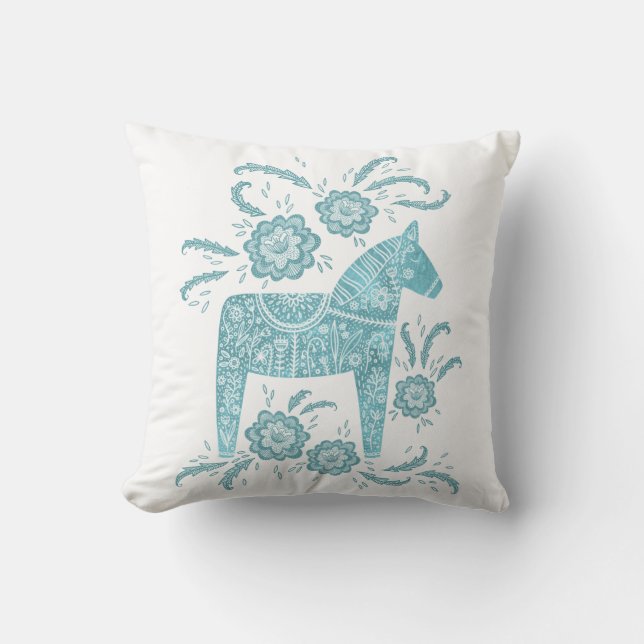 Almofada Sueco Dala Horse Art Teal Green (Frente)