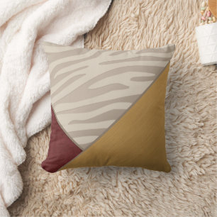 Almofada Suede Gráfico Vermelho Escovado Impressão Taupe Ze