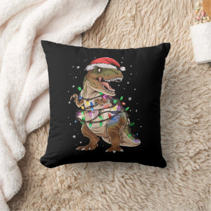 Almofada Suéter de Natal de árvore do dinossauro T-rex Xmas