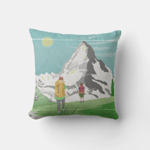Almofada suiça de poster de viagens matterhorn