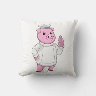 Almofada Suíno como cozinheiro com chapéu de chef