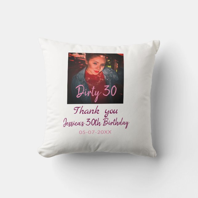 Almofada Sujo 30 Adição de Apelido de Aniversário pink data (Frente)