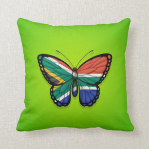 Almofada Sul - bandeira africana da borboleta no verde